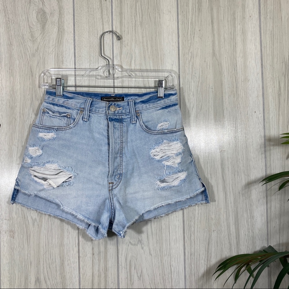 Abercrombie & Fitch Cutoff Raw Hem Distressed High Waisted Denim Shorts size 26